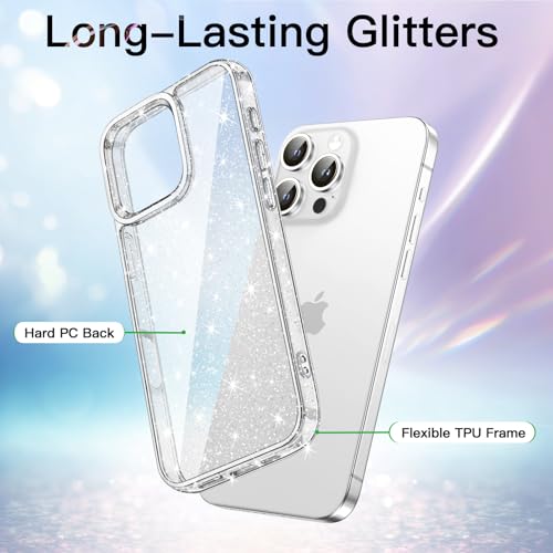 JETech - Glitter Case for iPhone 16 Pro Max, Shockproof, Bling Sparkle, Cute Design