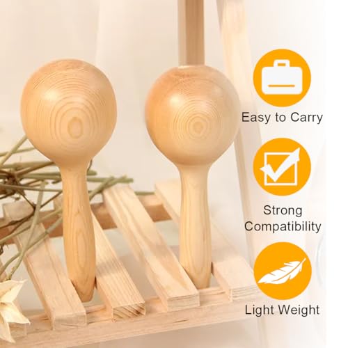 GXGM Pack of 2 Mini Wooden Maracas for Children DIY Rumba Shaker Hammers Egg Shaker Kids Maracas Rattles, Aab, M - Medaid International