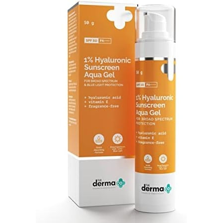 The Derma Co Hyaluronic Sunscreen Aqua Ultra Light Gel With Spf 50 Pa++++ For Broad Spectrum, UV A, UV B & Blue Light Protection For Oily Skin - 50G(Dermaco), Pack Of 1 - Medaid - Lebanon