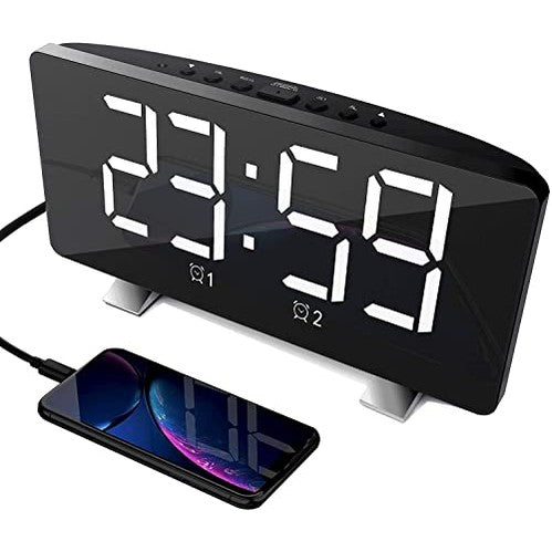 Reloj - Portable LED Digital Alarm Clock With USB Port, 3 Dimming Modes
