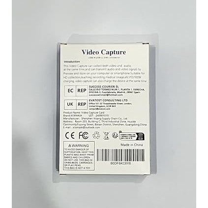 XIIXMASK USB 3.0 Video Capture Card with 100W PD - HDMI to USB/USB-C Capture Card 1440P 30fps & 1080P 60fps Video Capture Device for Streaming, Game Recording, Compatible for Quest 3, Switch, PS4/PS5 - Medaid International