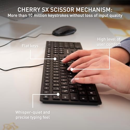 Cherry - Ultra-Slim Wired USB Keyboard with QWERTY Layout for Home/Office