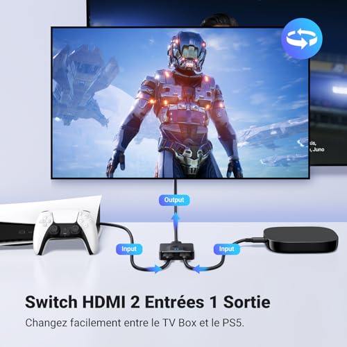 UGREEN - 4K HDMI Switch 60Hz, 2 Inputs, 1 Output, HDR, Dolby Atmos Compatible