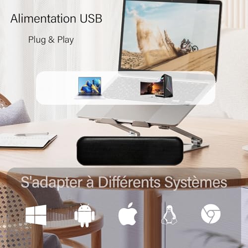 ADELGO - USB-Powered Computer Speakers, Portable Mini Sound Bar, Plug and Play