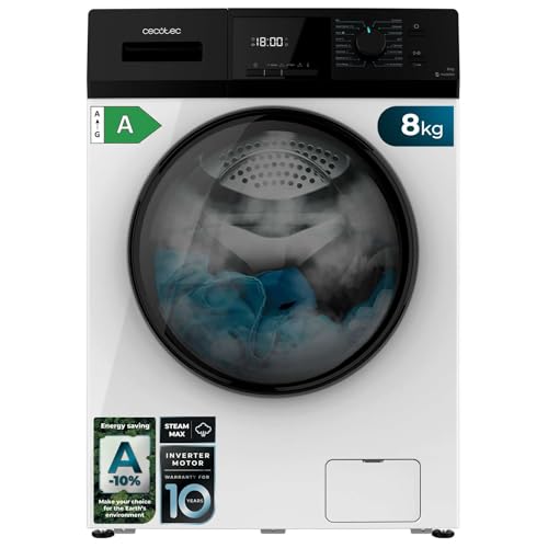 Cecotec - 8 kg Front Loading Washing Machine with Inverter, 16 Programs, Steam