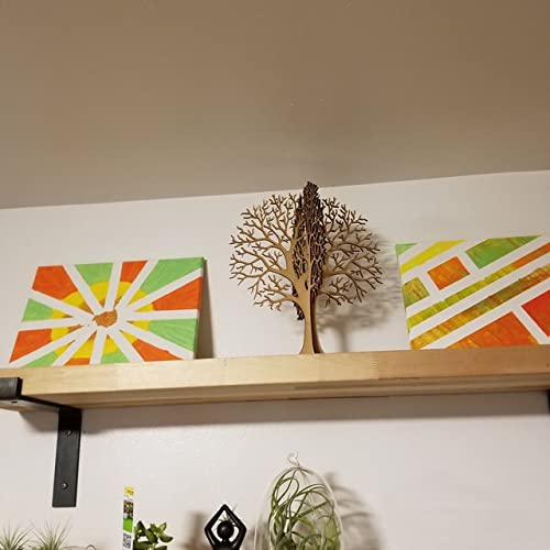 Wood Tree Crafts 3D Tree of Life Sign Ornament Natural Wood Artificial Table Tree Desktop Fake Faux Plants Ornaments Wooden Home Room Decor Holiday Party Wedding Farmhouse Decoration 14x12 Inch - Medaid International