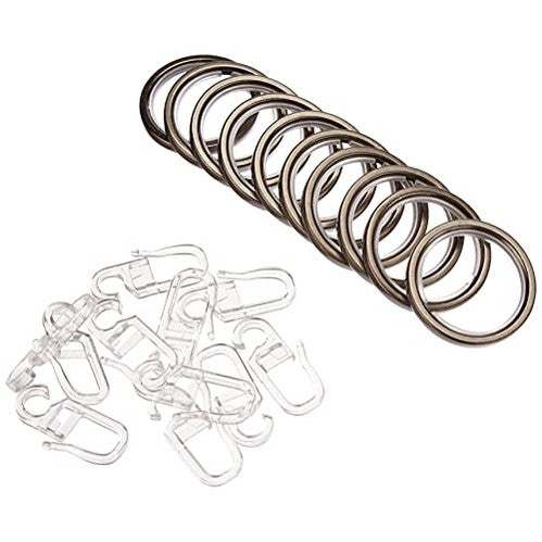 Gardinia - Classic Metal Curtain Rings Ø 20 mm with Gliding Inlay & Hooks