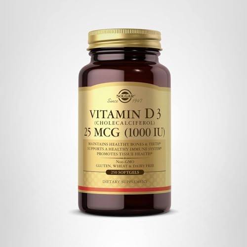 Solgar Vitamin D3 (Cholecalciferol) 25 MCG (1000 IU), 250 Softgels - Helps Maintain Healthy Bones & Teeth - Immune System Support - Non-GMO, Gluten-Free, Dairy Free - 250 Servings - Medaid International