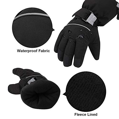 Qkurt - Kids Skiing Gloves, Warm Windproof Mittens for 4-14 Years, Cold Weather Protection