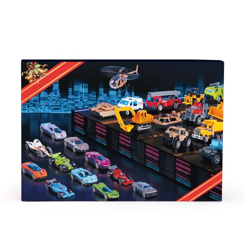 24 PCS Play Vehicles Advent Calendar, 24 Days of Surprises Toys Box, Christmas Countdown Advent Calendars for Kid Boys - Medaid International