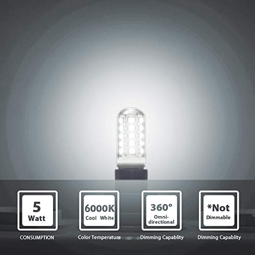 G9 - LED Bulbs Cool White 6000K, 5W Equivalent, Pack of 10, No Flickering
