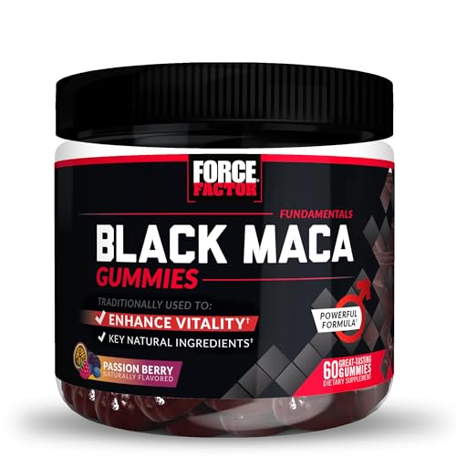 Force Factor Black Maca Gummies, Black Maca Root to Enhance Vitality in Men & Women, Increase Energy & Strength, with BioPerine for Superior Absorption, Delicious Passion Berry Flavor, 60 Gummies - Medaid International