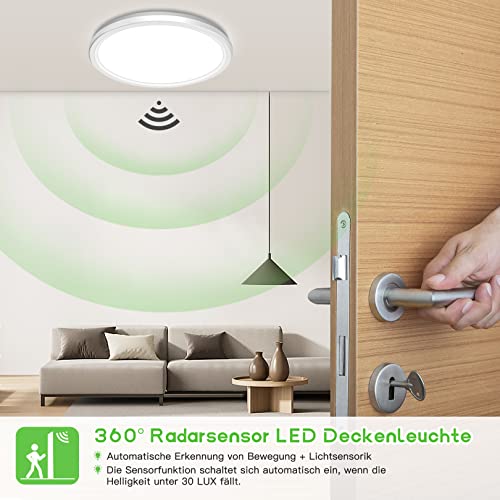 Sentasi - LED Ceiling Light with Radar Motion Sensor, 18W, 360° Detection, 5000K