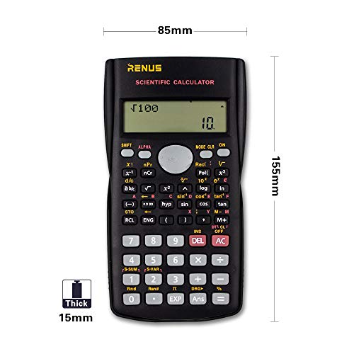 Renus - 2-Line Engineering Scientific Calculator for Students & Teachers, Battery Powered, User-Friendly Design
