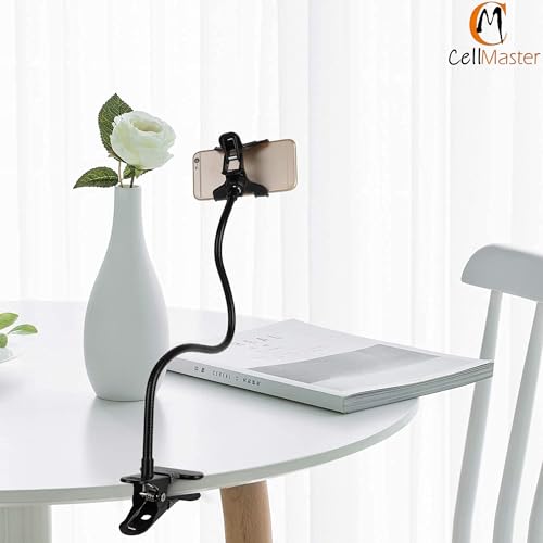 CELLMASTER Metal 360 Degree Flexible Portable Foldable -Lazy Stand Bracket Cell Phone Holder/Gooseneck Long Arm Clip Mobile Stand for Table Mobile Stand for Bed Office - Medaid International