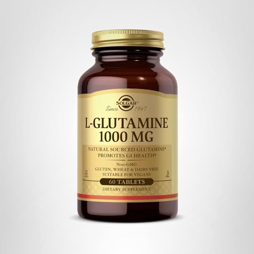 Solgar L-Glutamine 1000 mg, 60 Tablets - Natural Muscle Food - Promotes Gastrointestinal (GI) Health - Supports Brain Health - Non-GMO, Vegan, Gluten Free, Kosher - 30 Servings - Medaid International