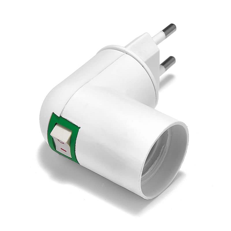 Kanlim - E27 to EU Adapter with ON/OFF Switch, Compatible with LED Bulbs