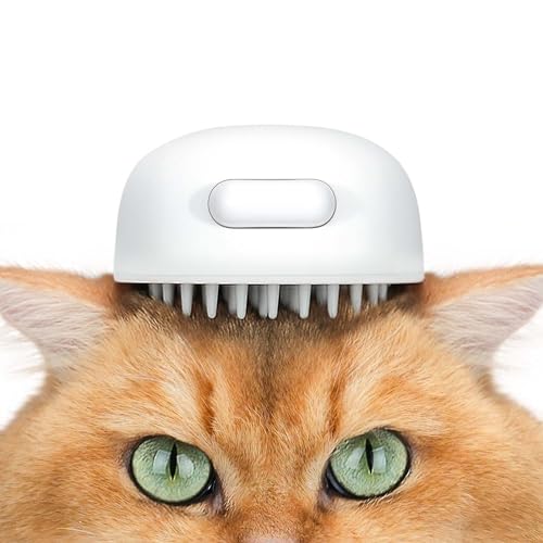 Aumuca - Silicone Cat Grooming Brush with Release Button for Short to Medium Hair