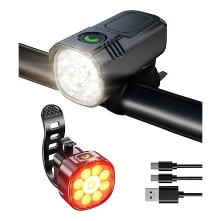 Victoper - 10000 Lumen Bike Lights, Front & Back, USB Rechargeable, IPX5 Waterproof