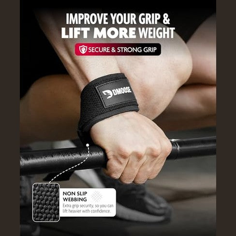 Dmoose Fitness - 24" Padded Lifting Straps for Weightlifting & Powerlifting, Durable Cotton with Silicone Grip