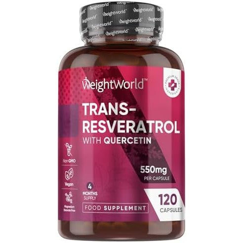 Trans Resveratrol with Quercetin - 120 Capsules - 4 Months Supply - Resveratrol Supplements - 1 Capsule a Day - Sourced from Japanese Knotweed - Non-GMO & Vegan-Friendly - Magnesium Stearate-Free|B01FWFE7VK