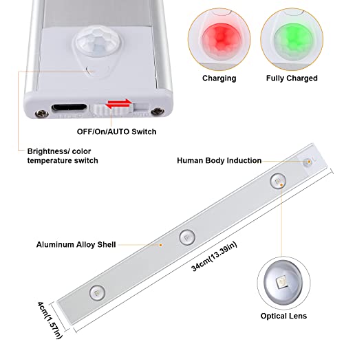 Greesuit - 7 Color LED Under Cabinet Lights, Rechargeable, Motion Sensor, Wireless