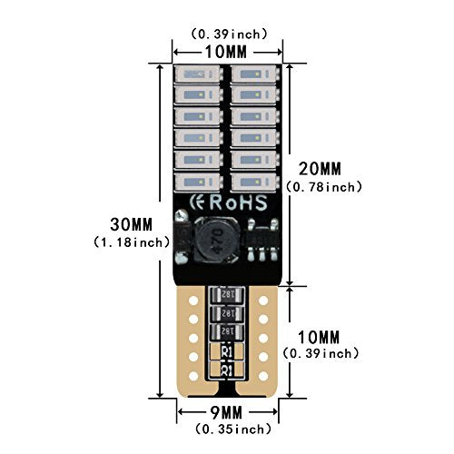 Fastcar - T10 W5W LED Wedge Bulbs 24 LEDs 4014SMD for Clearance & Reading Light (Green)