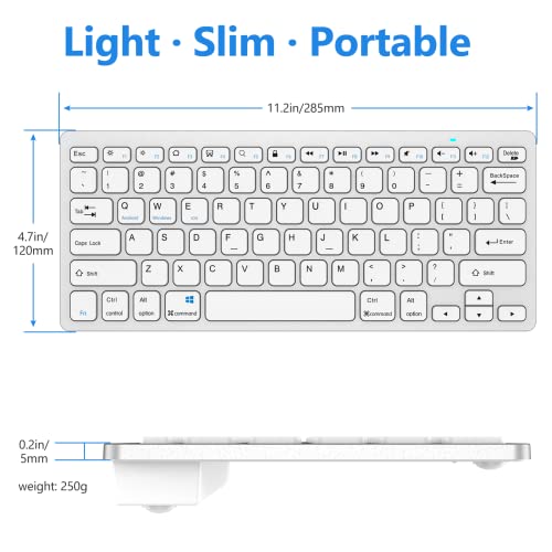 GAOJIE - Wireless Bluetooth Keyboard for iPad, Android, iOS, Windows, Silver