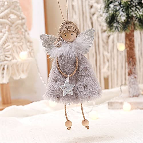 Christmas Velvet Angel Doll Hanging Ornament Xmas Tree Home Decoration Pendent Cartoon Plush Fairy Decorative Pendants Gray 16 * 10 * 3cm - Medaid International