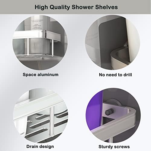 24HOCL Shower Caddy Shelf【Thickened Upgraded Version】, Adhesive Black Bathroom Shower Rack, No Drilling Wall Mounted Shower Organizer, Rustproof Basket for Bathroom, Toilet, Kitchen (2 Pack) - Medaid - Lebanon