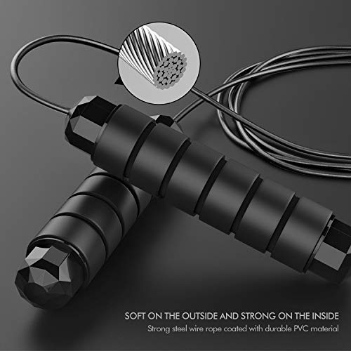 Jump Rope, Tangle-Free Rapid Speed Jumping Rope Cable with Ball Bearings for Women, Men, and Kids, Adjustable Steel Jump Rope Workout with Foam Handles for Fitness, Home Exercise & Slim Body|B09DF9NWC7