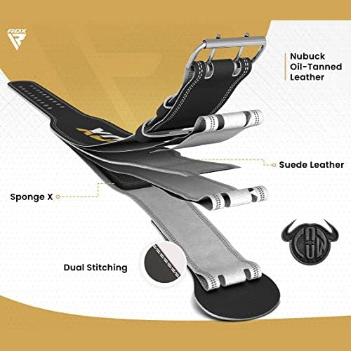 RDX - 4 Inch Leather Weightlifting Belt for Bodybuilding & Powerlifting Support