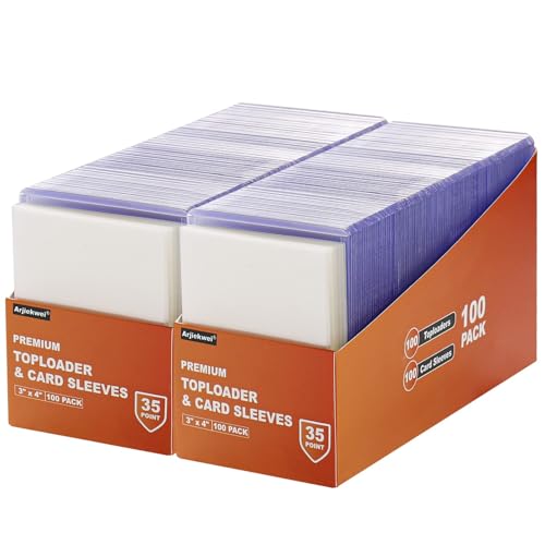 400 Card Sleeves Top Loaders for Cards, Arjiekwei 3"X4" Baseball Card Protectors Hard Plastic, Premium Toploaders Card Holder for Trading Sports Football Game Cards(200 Top Loaders + 200 Card Sleeves)|B0B7CJT5SP
