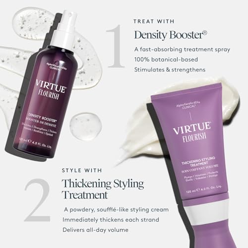 Virtue Flourish Hair Thinning Density Booster Spray Treatment, Hair Growth Product Thickens Hair, Sulfate Free, Color Safe - Medaid International