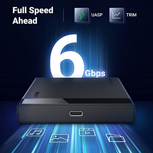 Ugreen - 2.5" USB C Hard Drive Enclosure, SATA III 6Gbps, UASP Compatible, for SSD/HDD