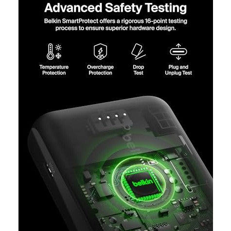 Belkin Portable Charger, Wireless Power Bank 5000 mAh MagSafe Charger 7.5W, Built-in Pop-up Kickstand - Compatible w/iPhone 17, Air, Pro, ProMax, AirPods, Apple Watch, Google Pixel 10, etc. - Black - Medaid International