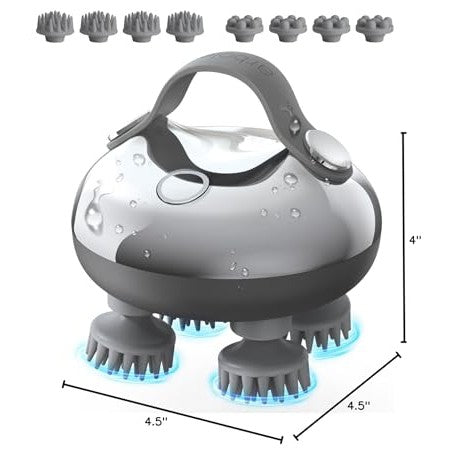 arboleaf Scalp Massager Rechargeable Head Massager Scalp Stress Relax, Waterproof Handheld Hair Scratcher with 8 Removable Massage Claws, Gift for Dad Mom - Medaid International