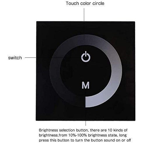 DC - 12V-24V Wall-Mounted Touch Panel LED Dimmer Switch for Single Color Strips