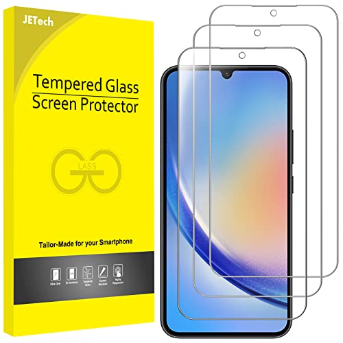 JETech - 9H Tempered Glass Screen Protector for Samsung Galaxy A34 5G, Anti-Scratch, HD Clear, 3-Pack