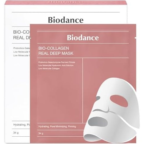 BIODANCE Bio-Collagen Real Deep Mask, Hydrating Overnight Mask, Pore Minimizing, Elasticity Improvement, 34g x4 masks - Medaid