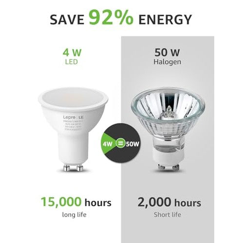 Lepro - GU10 LED Bulbs, Warm White 2700K, 4W, Pack of 10