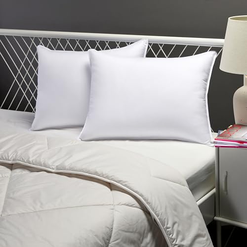 Amazon Basics Down Alternative Pillow for Back Side Sleepers, Medium Density, Standard Size, 26" x 20", 2-Pack, White - Medaid International