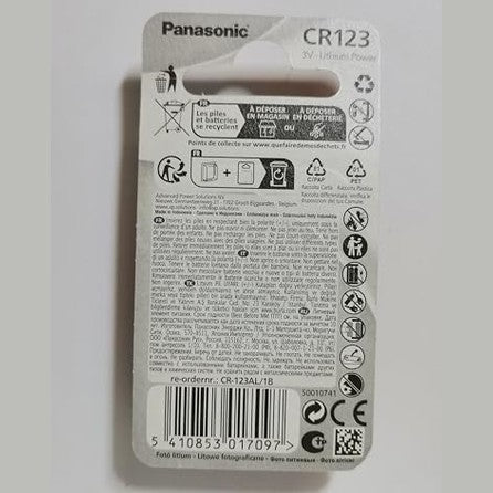 Panasonic CR-123AL/2BP - 3V 1400mAh Li-Ion Battery, 12M Warranty