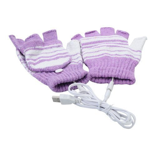 Lsgoodcare - Purple USB Fingerless Heating Gloves for Warmth & Comfort