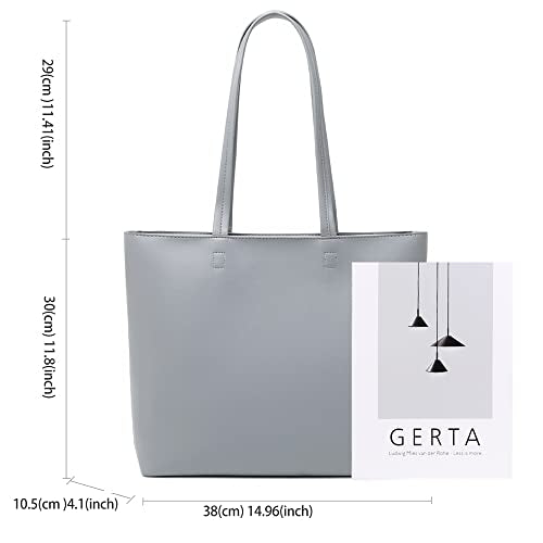 Meegirl - Simple PU Leather Tote Bag with Zip, Inner Pocket, Stylish Design