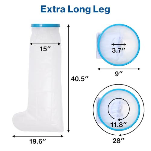 Japard - Watertight Full Leg Cast Cover for Shower, Extra Long 40" + 19.6"