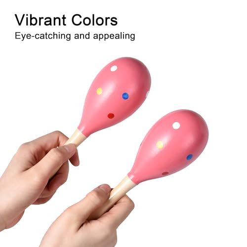 TDOCK Maracas for Adults Kids Babies, Wooden Maracas Shaker Musical Instrument, Pink - Medaid International
