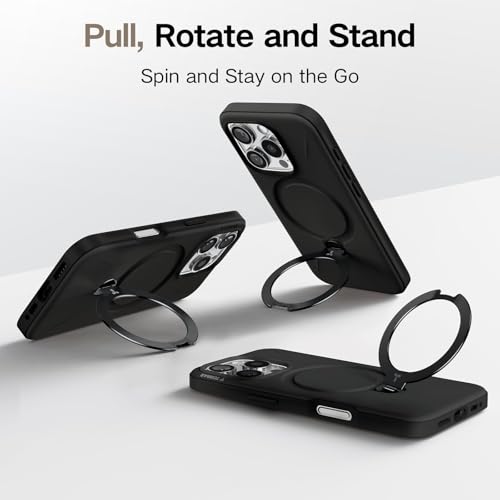 TORRAS 360° Spin Stand for iPhone 16 Pro Max Case, Fit for Magsafe, Mil-STD Protective Hard PC Scratch-Resistant Case for iPhone 16 Pro Max Phone Case with Kickstand, Ostand Spin, Onyx Black, 6.9 inch - Medaid International