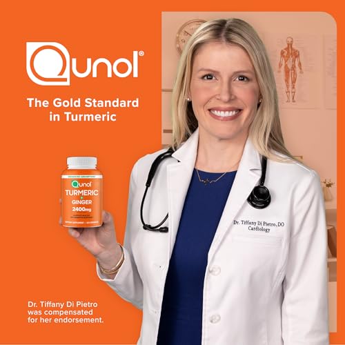 Qunol Turmeric Curcumin with Black Pepper & Ginger, 2400mg Turmeric Extract with 95% Curcuminoids, Extra Strength Supplement, Enhanced Absorption, Joint Support Supplement, 105 Count - Medaid International