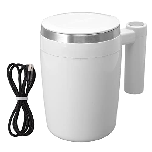 Topincn - 380ml Automatic Magnetic Stirring Mug, USB Rechargeable, Stainless Steel
